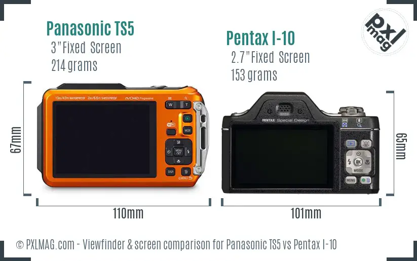 Panasonic TS5 vs Pentax I-10 Screen and Viewfinder comparison