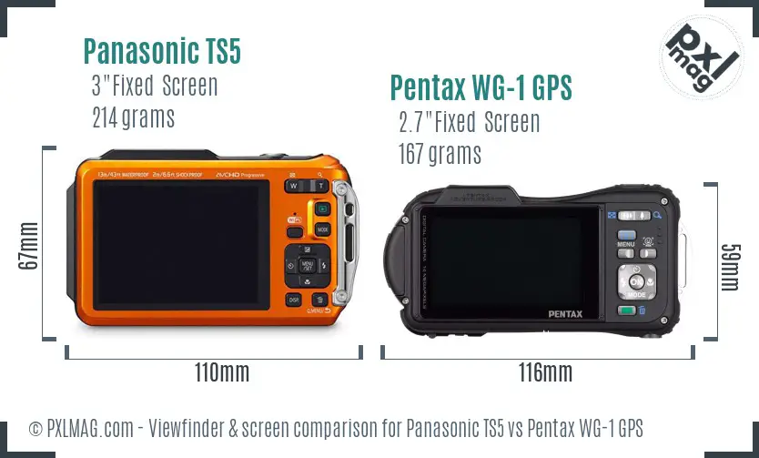 Panasonic TS5 vs Pentax WG-1 GPS Screen and Viewfinder comparison