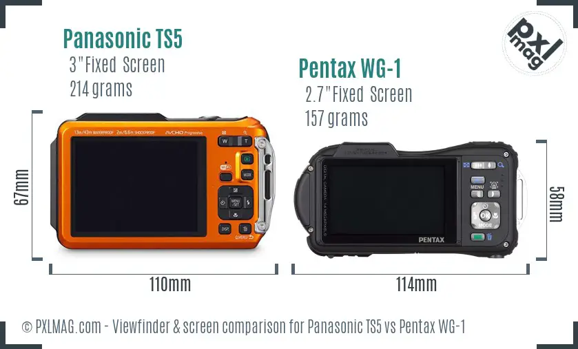 Panasonic TS5 vs Pentax WG-1 Screen and Viewfinder comparison