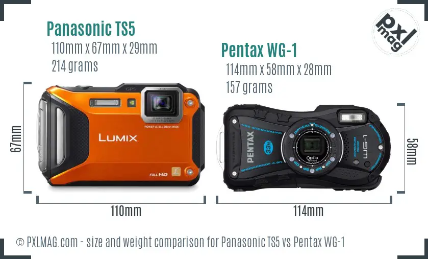 Panasonic TS5 vs Pentax WG-1 size comparison