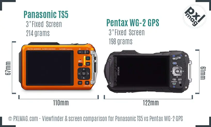 Panasonic TS5 vs Pentax WG-2 GPS Screen and Viewfinder comparison
