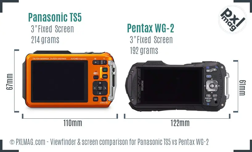 Panasonic TS5 vs Pentax WG-2 Screen and Viewfinder comparison