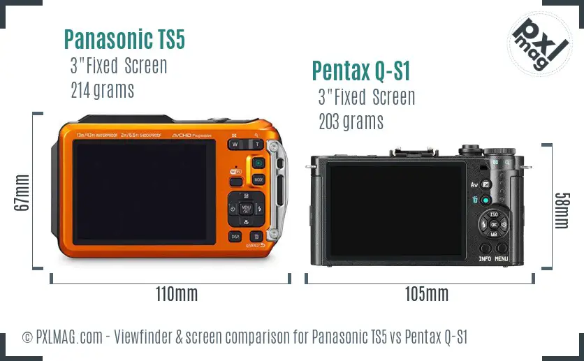 Panasonic TS5 vs Pentax Q-S1 Screen and Viewfinder comparison
