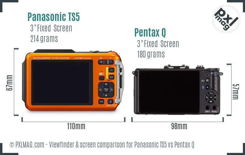 Panasonic TS5 vs Pentax Q Screen and Viewfinder comparison