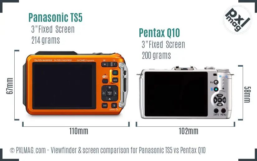 Panasonic TS5 vs Pentax Q10 Screen and Viewfinder comparison