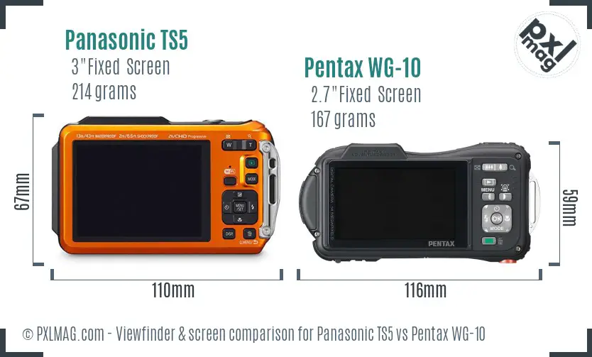 Panasonic TS5 vs Pentax WG-10 Screen and Viewfinder comparison