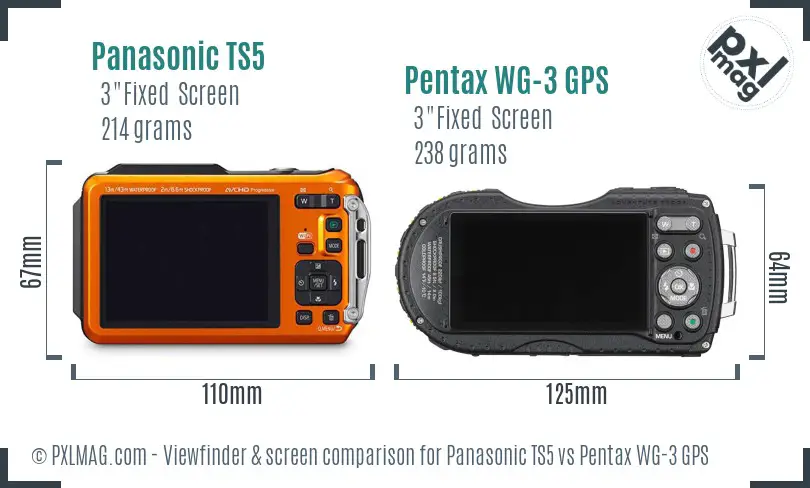 Panasonic TS5 vs Pentax WG-3 GPS Screen and Viewfinder comparison