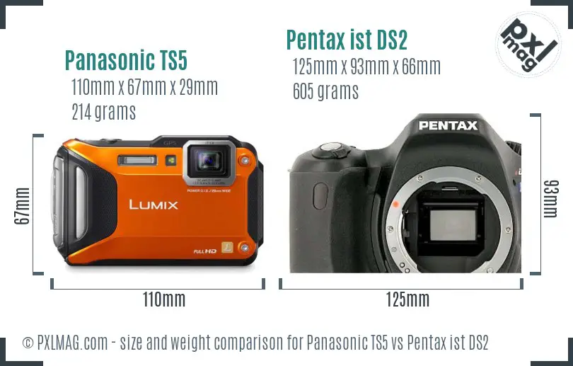 Panasonic TS5 vs Pentax ist DS2 size comparison
