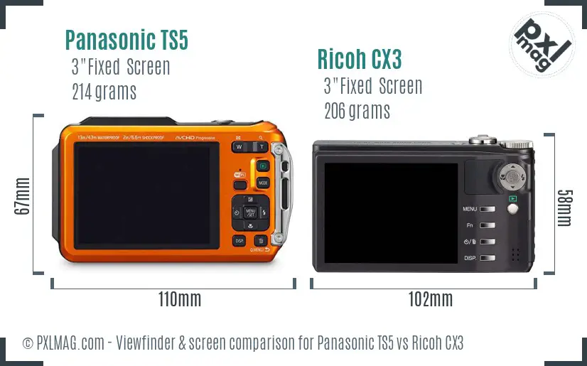 Panasonic TS5 vs Ricoh CX3 Screen and Viewfinder comparison Panasonic TS5 vs Ricoh CX3 Screen and Viewfinder comparison