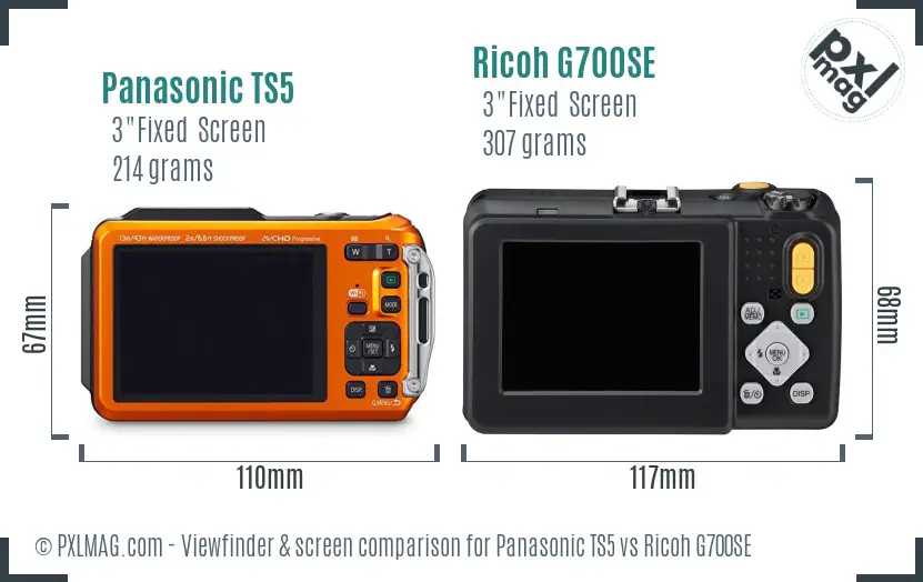 Panasonic TS5 vs Ricoh G700SE Screen and Viewfinder comparison