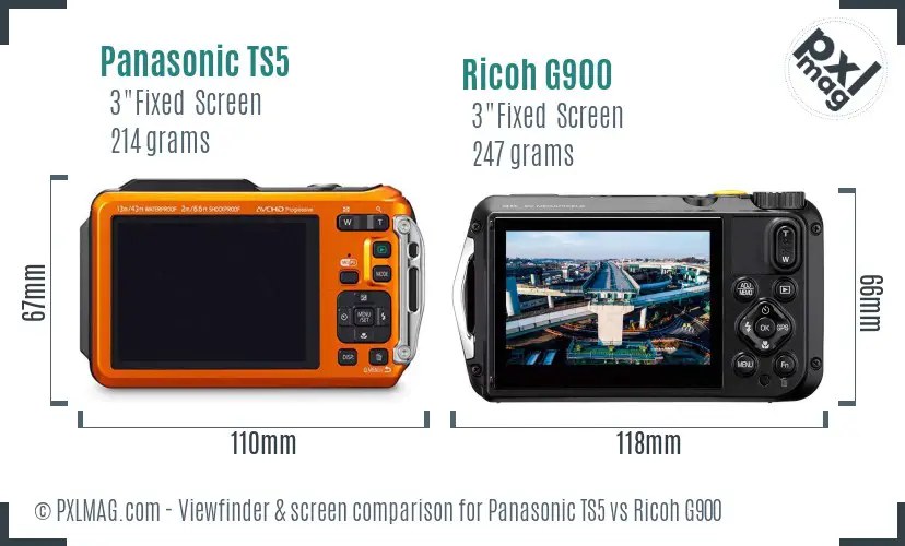 Panasonic TS5 vs Ricoh G900 Screen and Viewfinder comparison