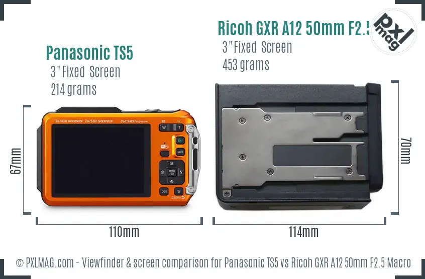 Panasonic TS5 vs Ricoh GXR A12 50mm F2.5 Macro Screen and Viewfinder comparison Panasonic TS5 vs Ricoh GXR A12 50mm F2.5 Macro Screen and Viewfinder comparison