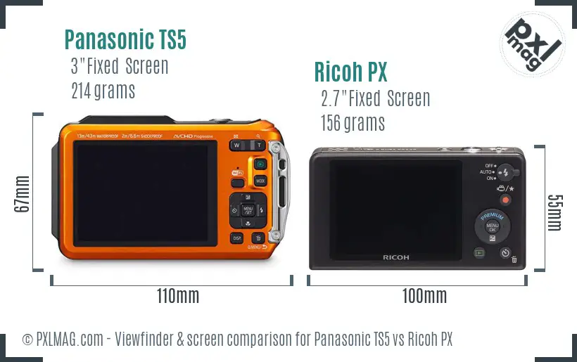 Panasonic TS5 vs Ricoh PX Screen and Viewfinder comparison Panasonic TS5 vs Ricoh PX Screen and Viewfinder comparison