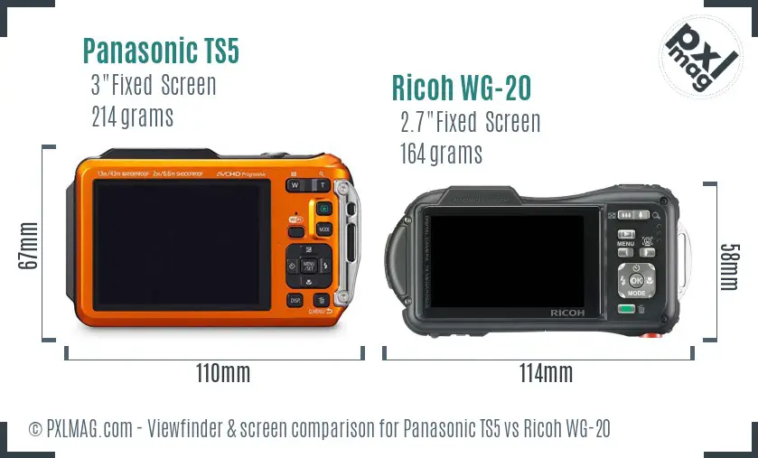 Panasonic TS5 vs Ricoh WG-20 Screen and Viewfinder comparison