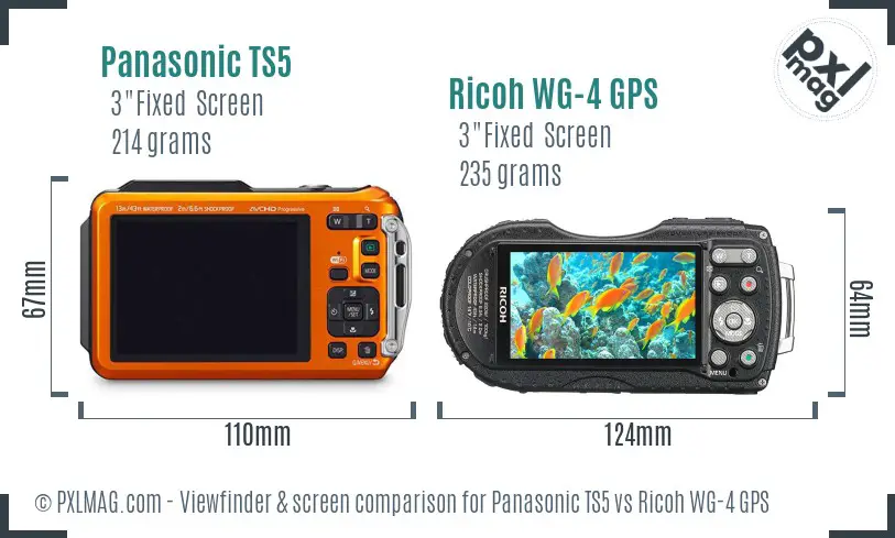 Panasonic TS5 vs Ricoh WG-4 GPS Screen and Viewfinder comparison