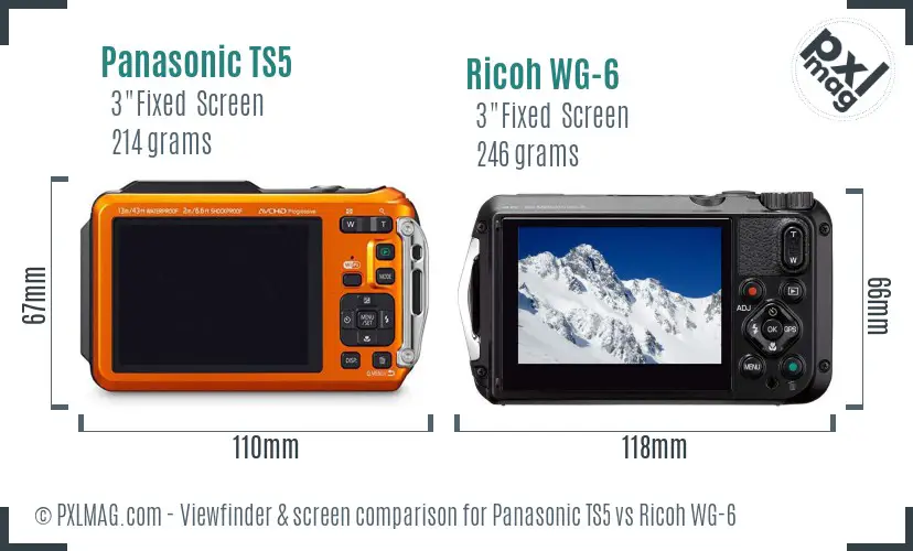 Panasonic TS5 vs Ricoh WG-6 Screen and Viewfinder comparison