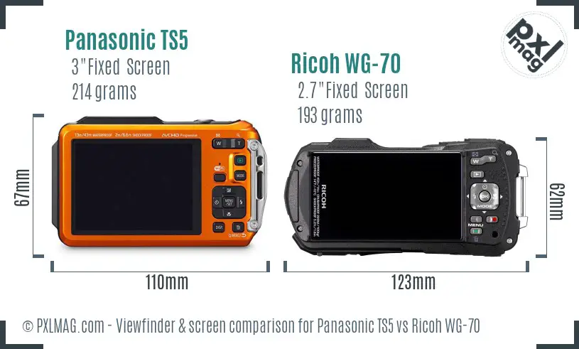 Panasonic TS5 vs Ricoh WG-70 Screen and Viewfinder comparison