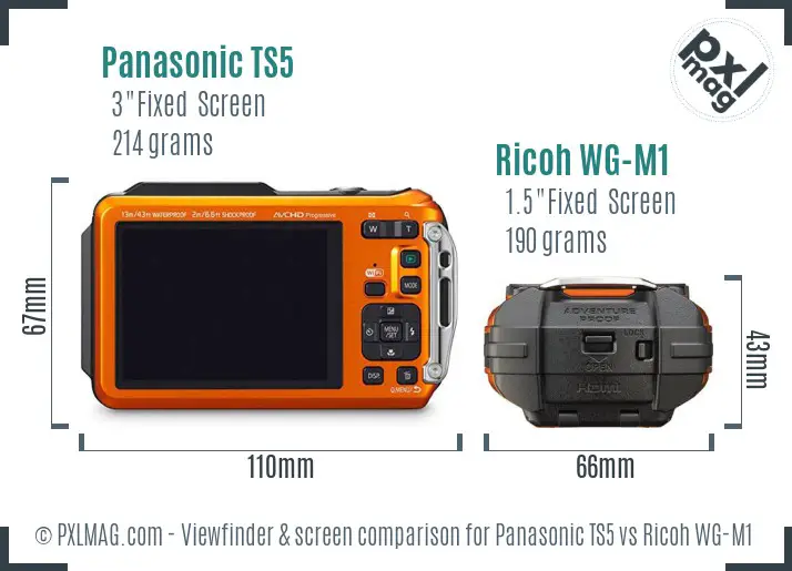 Panasonic TS5 vs Ricoh WG-M1 Screen and Viewfinder comparison