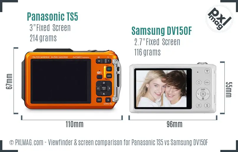 Panasonic TS5 vs Samsung DV150F Screen and Viewfinder comparison