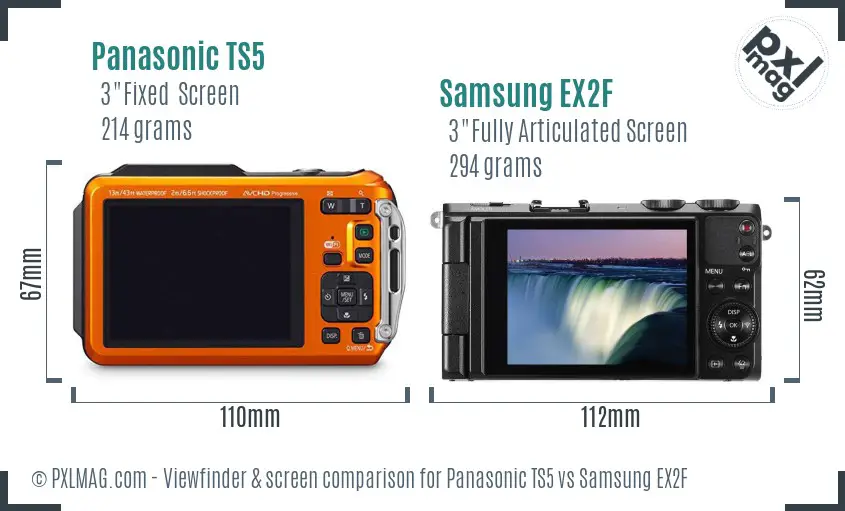 Panasonic TS5 vs Samsung EX2F Screen and Viewfinder comparison Panasonic TS5 vs Samsung EX2F Screen and Viewfinder comparison