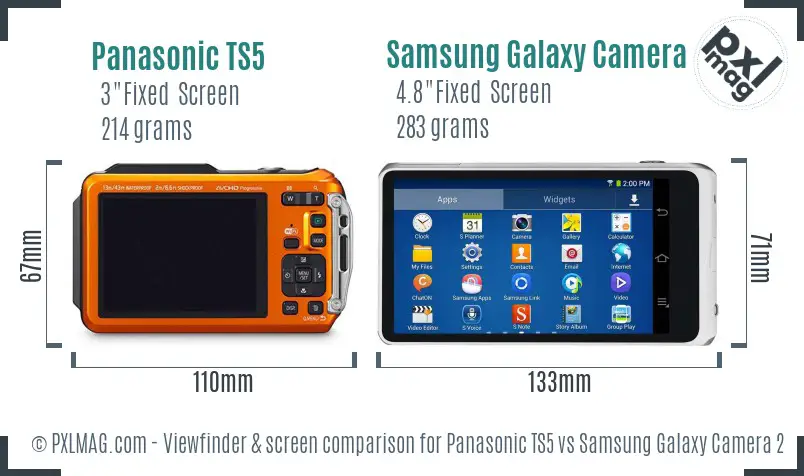 Panasonic TS5 vs Samsung Galaxy Camera 2 Screen and Viewfinder comparison Panasonic TS5 vs Samsung Galaxy Camera 2 Screen and Viewfinder comparison