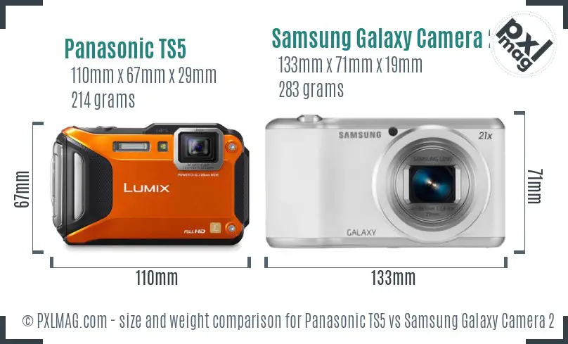 Panasonic TS5 vs Samsung Galaxy Camera 2 size comparison Panasonic TS5 vs Samsung Galaxy Camera 2 size comparison