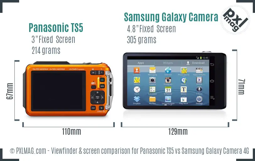 Panasonic TS5 vs Samsung Galaxy Camera 4G Screen and Viewfinder comparison