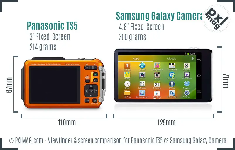 Panasonic TS5 vs Samsung Galaxy Camera Screen and Viewfinder comparison