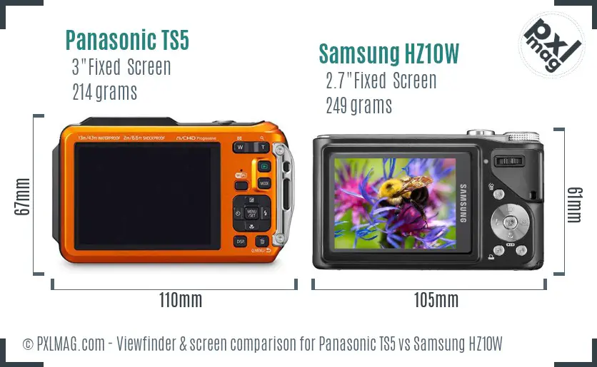 Panasonic TS5 vs Samsung HZ10W Screen and Viewfinder comparison