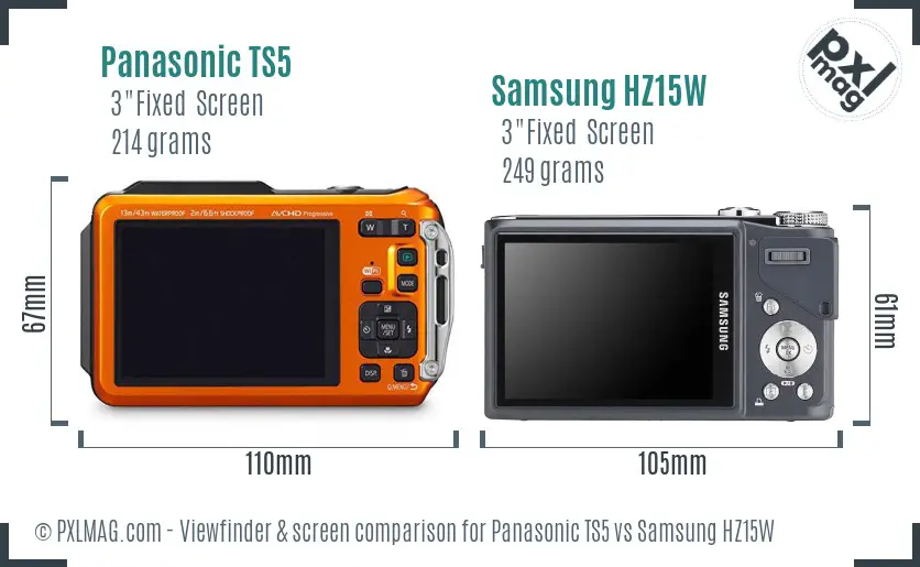 Panasonic TS5 vs Samsung HZ15W Screen and Viewfinder comparison Panasonic TS5 vs Samsung HZ15W Screen and Viewfinder comparison