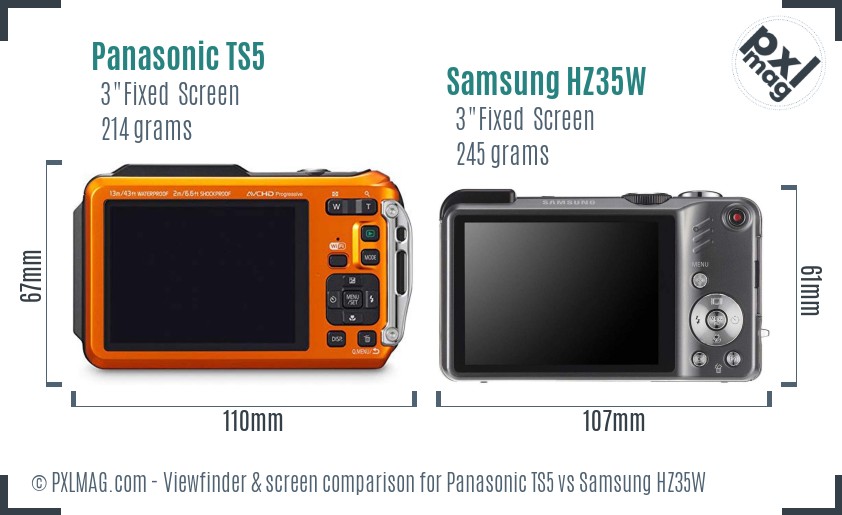 Panasonic TS5 vs Samsung HZ35W Screen and Viewfinder comparison