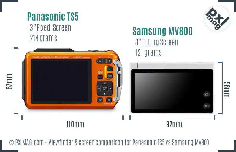 Panasonic TS5 vs Samsung MV800 Screen and Viewfinder comparison