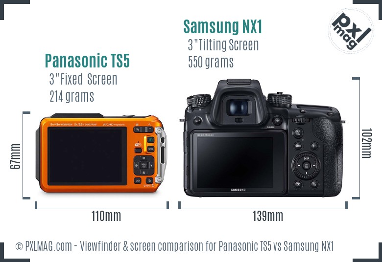 Panasonic TS5 vs Samsung NX1 Screen and Viewfinder comparison