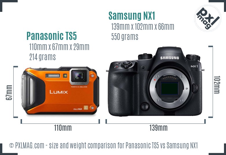 Panasonic TS5 vs Samsung NX1 size comparison