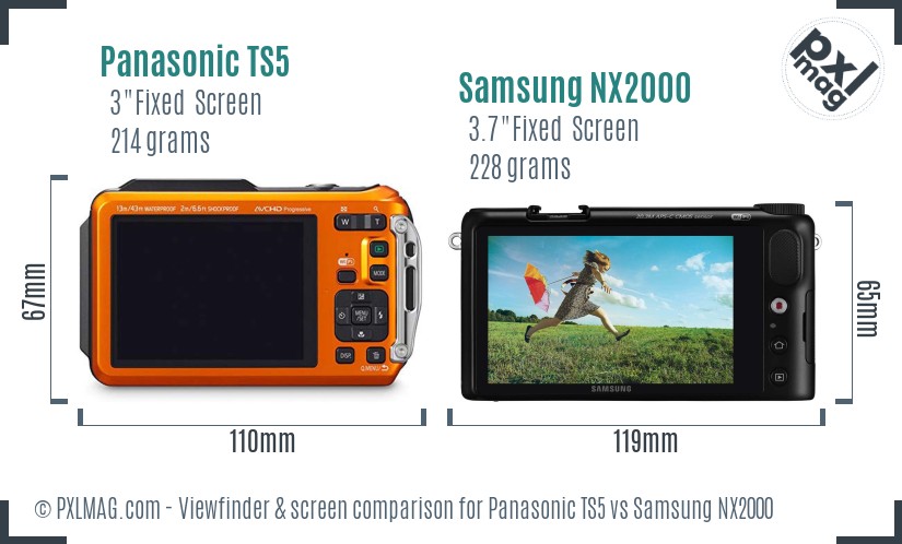 Panasonic TS5 vs Samsung NX2000 Screen and Viewfinder comparison