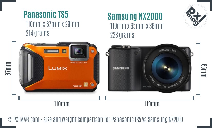 Panasonic TS5 vs Samsung NX2000 size comparison Panasonic TS5 vs Samsung NX2000 size comparison