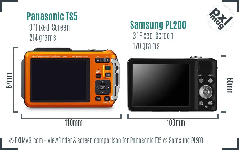 Panasonic TS5 vs Samsung PL200 Screen and Viewfinder comparison