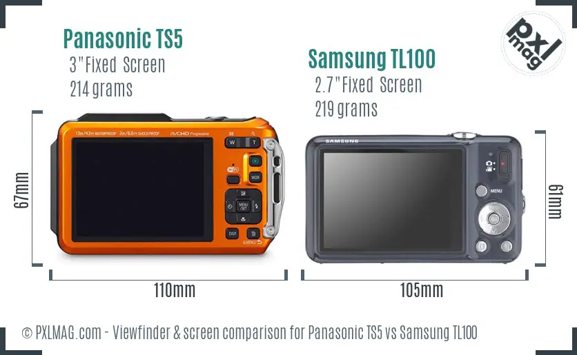 Panasonic TS5 vs Samsung TL100 Screen and Viewfinder comparison