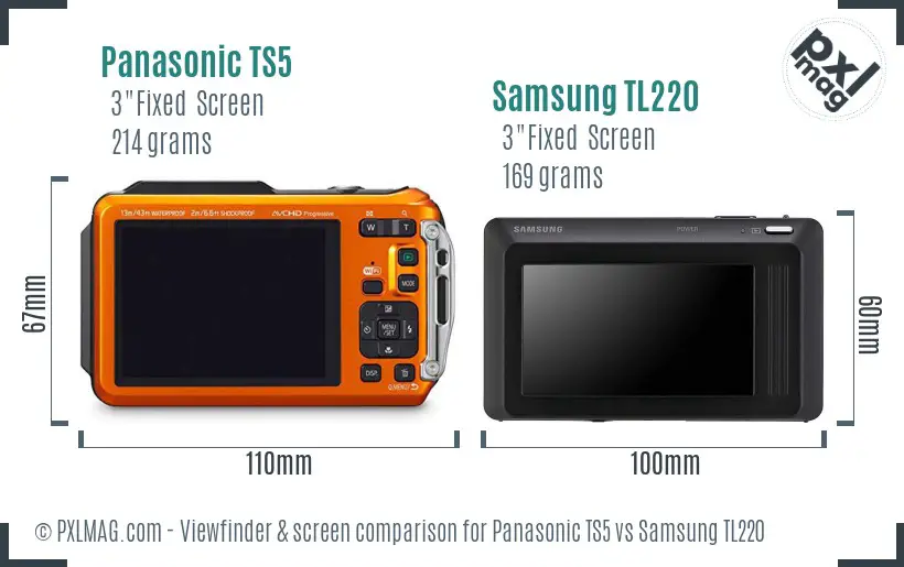Panasonic TS5 vs Samsung TL220 Screen and Viewfinder comparison Panasonic TS5 vs Samsung TL220 Screen and Viewfinder comparison