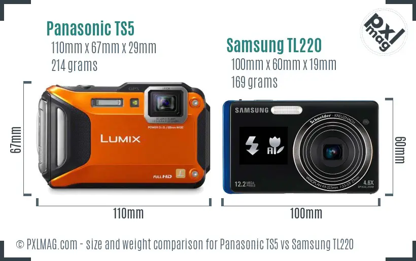 Panasonic TS5 vs Samsung TL220 size comparison Panasonic TS5 vs Samsung TL220 size comparison