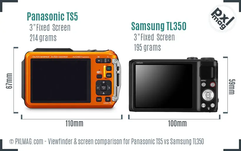 Panasonic TS5 vs Samsung TL350 Screen and Viewfinder comparison