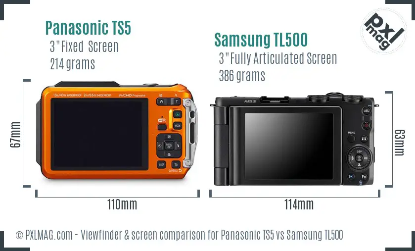 Panasonic TS5 vs Samsung TL500 Screen and Viewfinder comparison