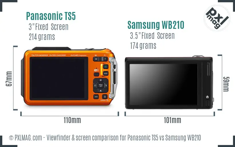 Panasonic TS5 vs Samsung WB210 Screen and Viewfinder comparison