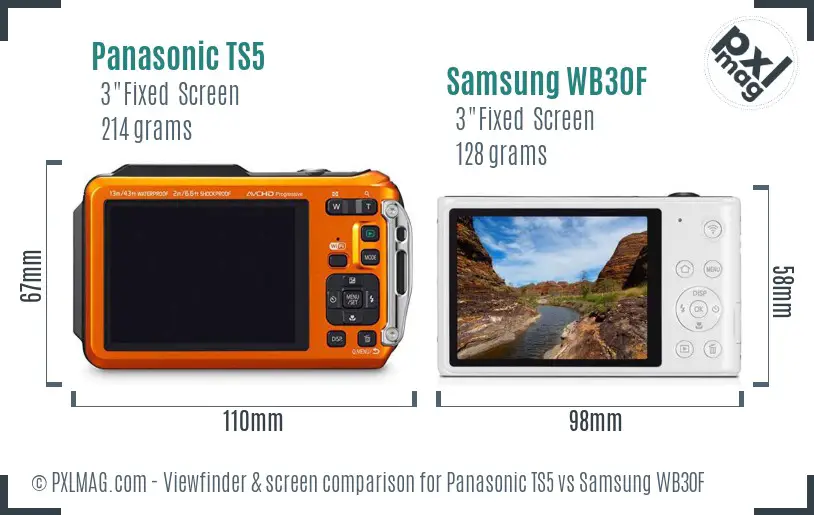 Panasonic TS5 vs Samsung WB30F Screen and Viewfinder comparison