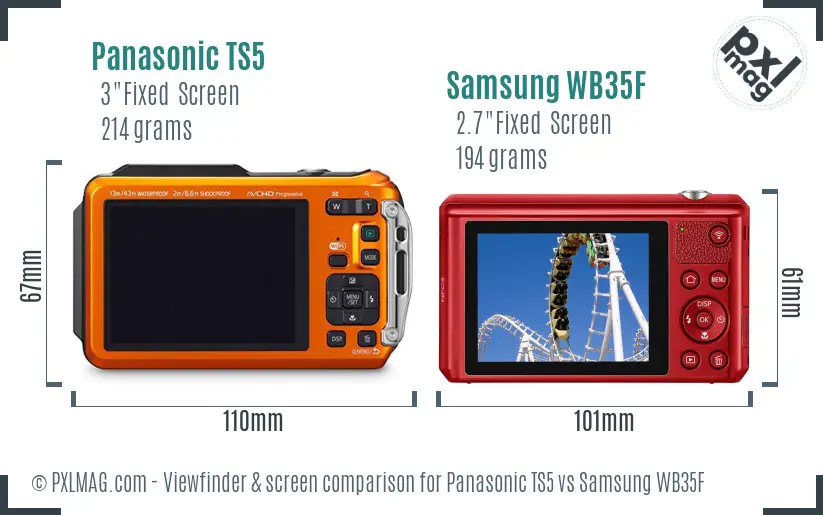 Panasonic TS5 vs Samsung WB35F Screen and Viewfinder comparison