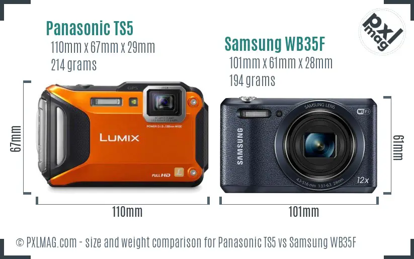 Panasonic TS5 vs Samsung WB35F size comparison Panasonic TS5 vs Samsung WB35F size comparison