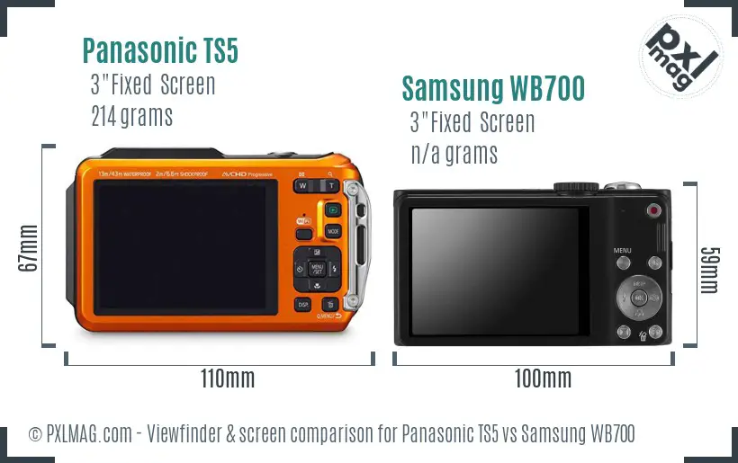 Panasonic TS5 vs Samsung WB700 Screen and Viewfinder comparison