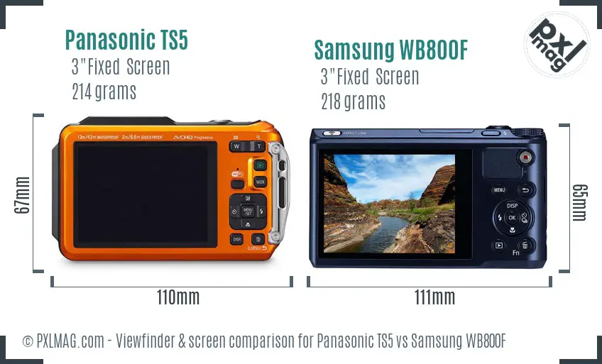 Panasonic TS5 vs Samsung WB800F Screen and Viewfinder comparison Panasonic TS5 vs Samsung WB800F Screen and Viewfinder comparison