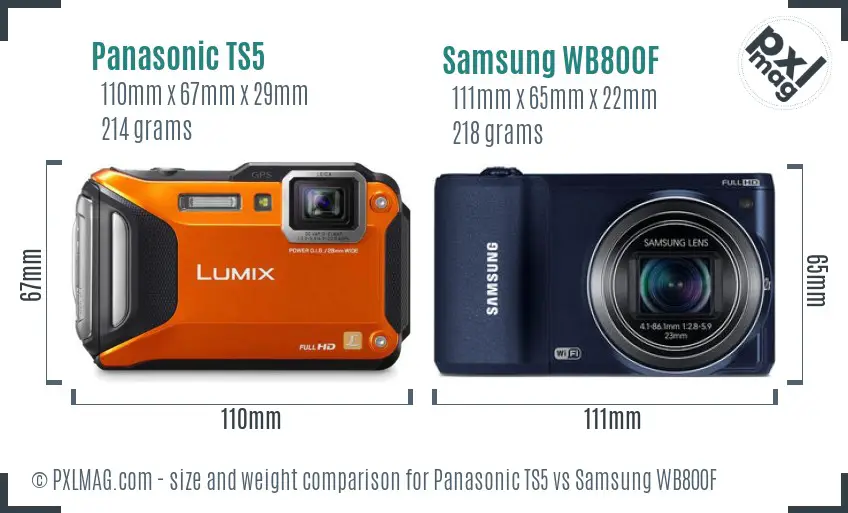 Panasonic TS5 vs Samsung WB800F size comparison Panasonic TS5 vs Samsung WB800F size comparison