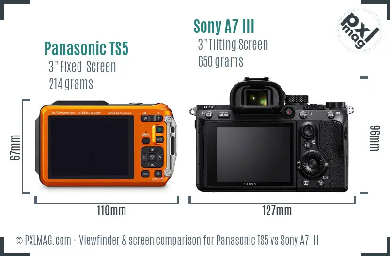 Panasonic TS5 vs Sony A7 III Screen and Viewfinder comparison